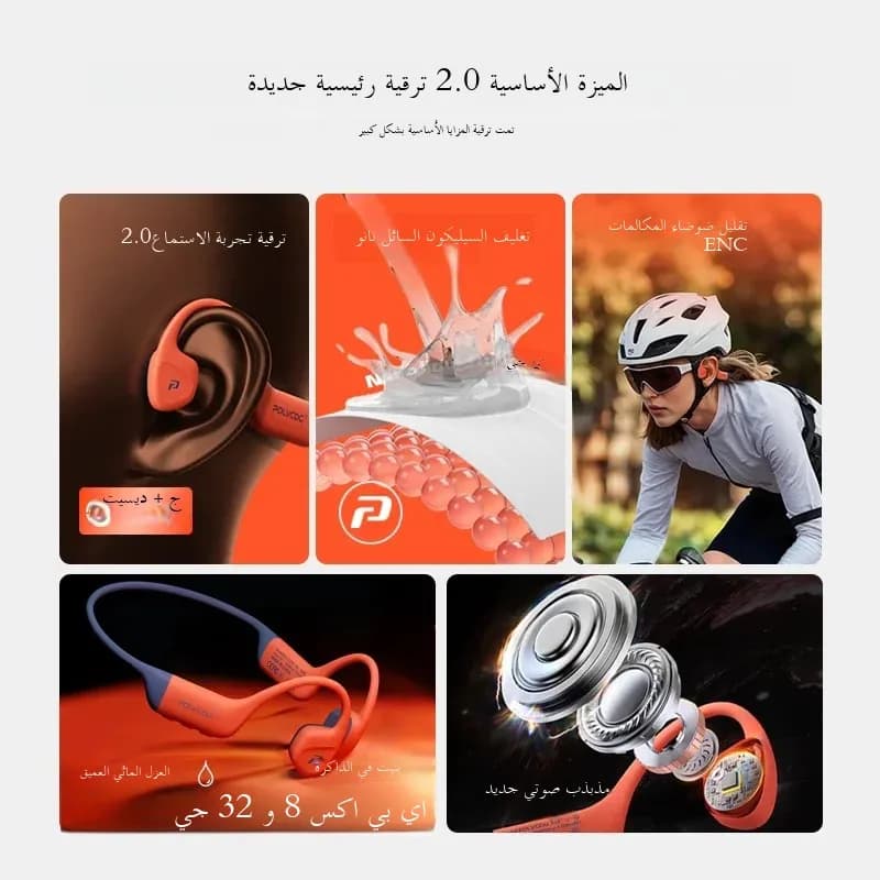 POLVCDG bone conduction swimming earphones IPX8 waterproof 32GB memory Bluetooth 5.4 silicone material 2025 new product x16 - 4