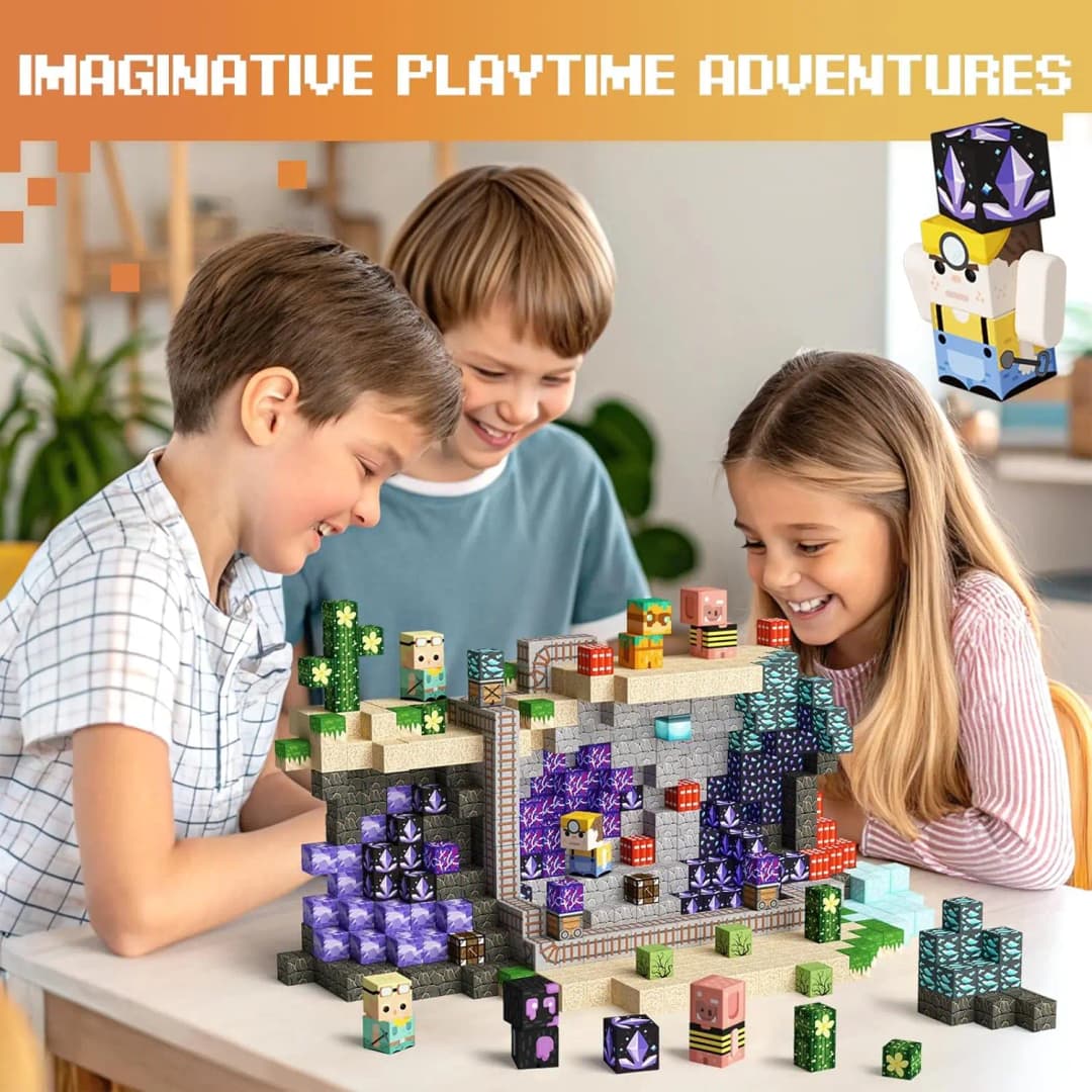 Magnetic Building Blocks Mine World Magnetic Mine Exploration Construction Brick Cube STEM Toy Set Gift for Boy Girl Children - 6