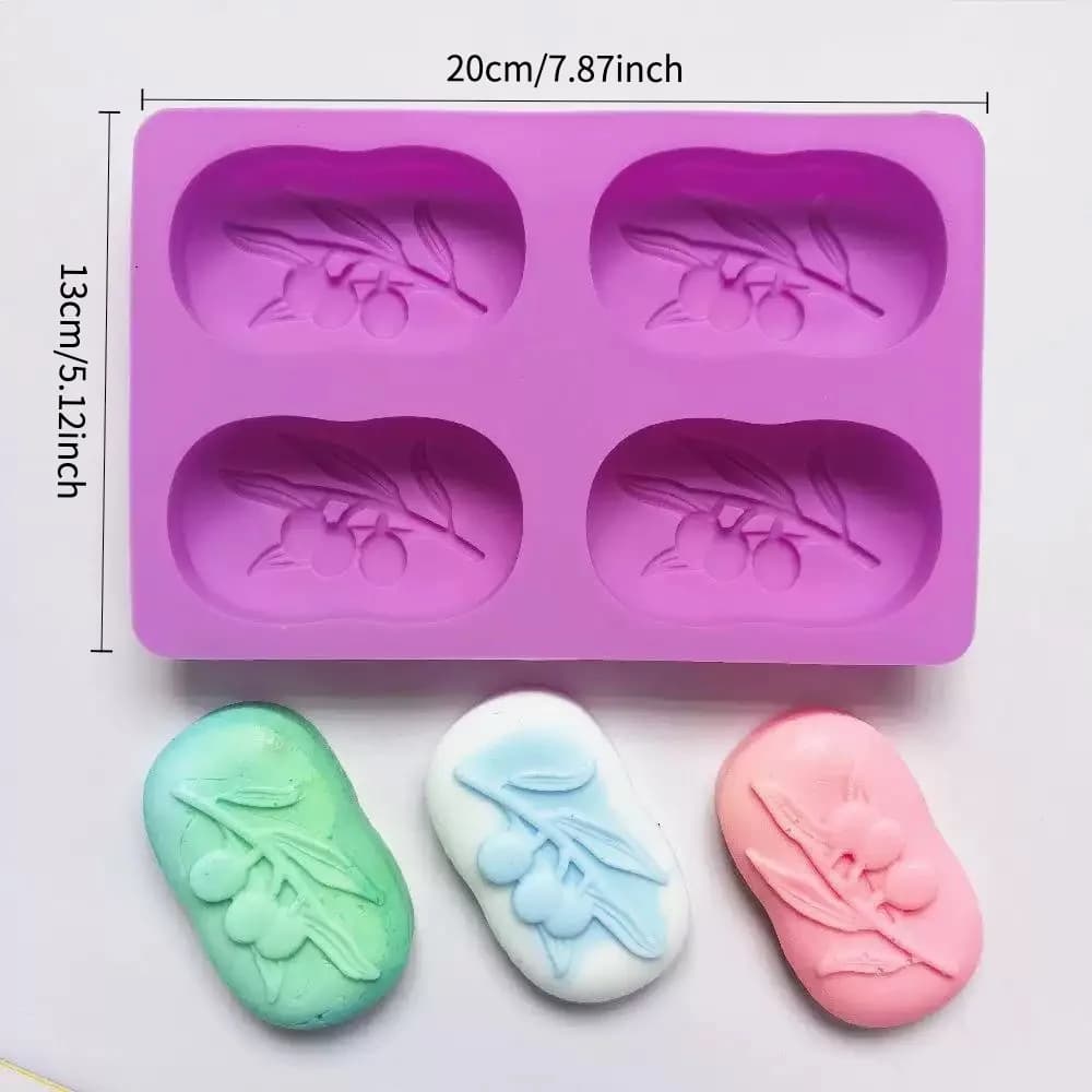 4 Cavities Oval Olive Tree Silicone Soap Mold DIY Soap Making Kits Handmade Cake Candle Mold Gifts Craft Supplies Home Decor - 2