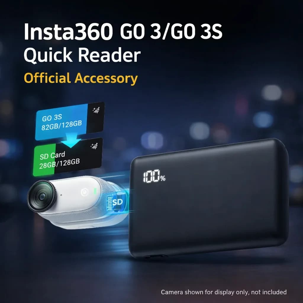 قارئ سريع رسمي Insta360 GO 3/GO 3S، يدعم Type-C و Lightning، نقل الملفات + محول شحن مباشر - 2