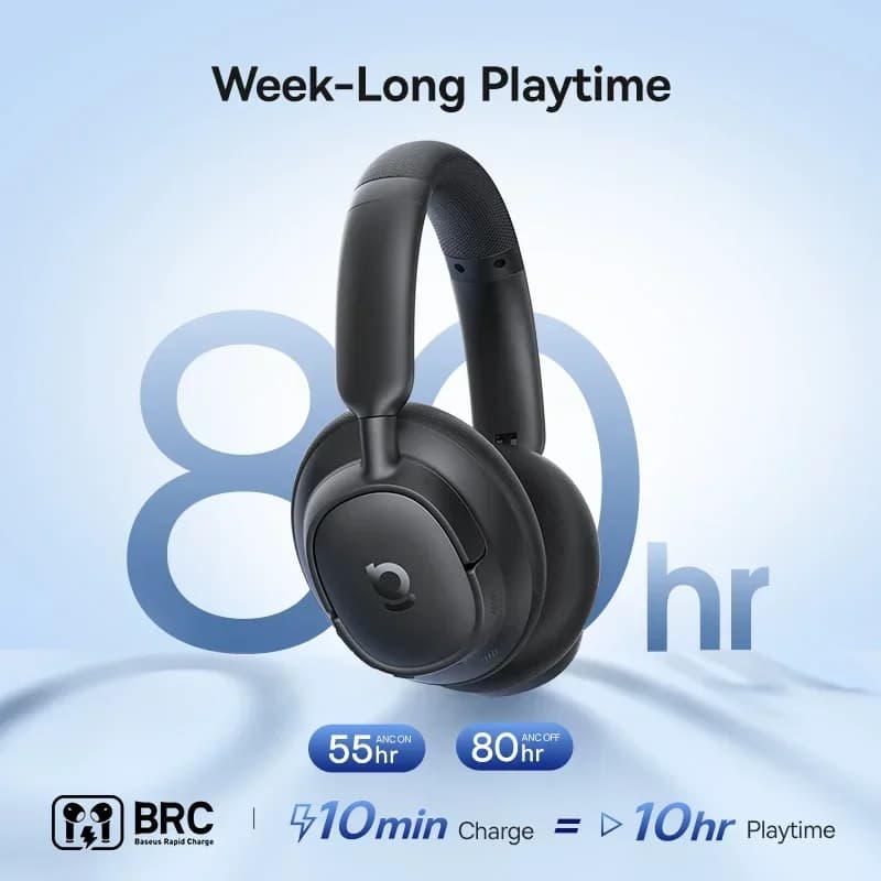 سماعات الرأس اللاسلكية Baseus EH10 NC ANC مع إلغاء الضوضاء التكيفي الهجين 45dB سماعات الرأس Hi-Res LDAC بلوتوث 6.0 حتى 80 ساعة - 4