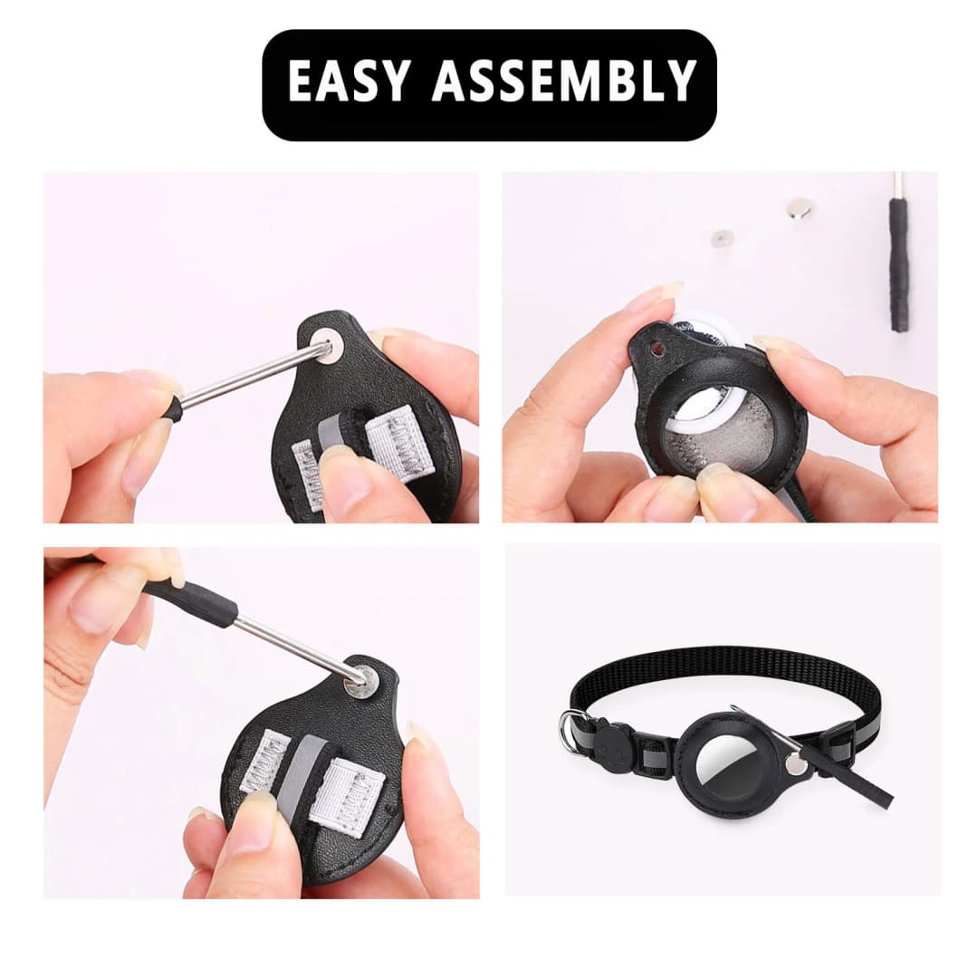 Cat AirTag Holder Collar Breakaway Reflective Strips Adjustable Kitten Collar Waterproof Cat Bell Collar Pet Air Tag Case - 3