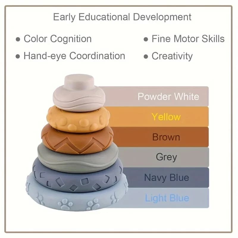 Montessori Baby Sensory Intellectual Development Toy Koala Stacking Tower Fine Motor Skills Developing Learning Set - 6