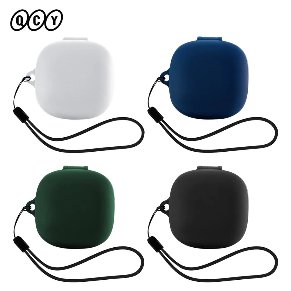 سماعات QCY HT05 لاسلكية غطاء سيليكون ناعم سماعات QCY HT05 Melobuds ANC غطاء واقي مع حزام مجموعات تنظيف السماعات