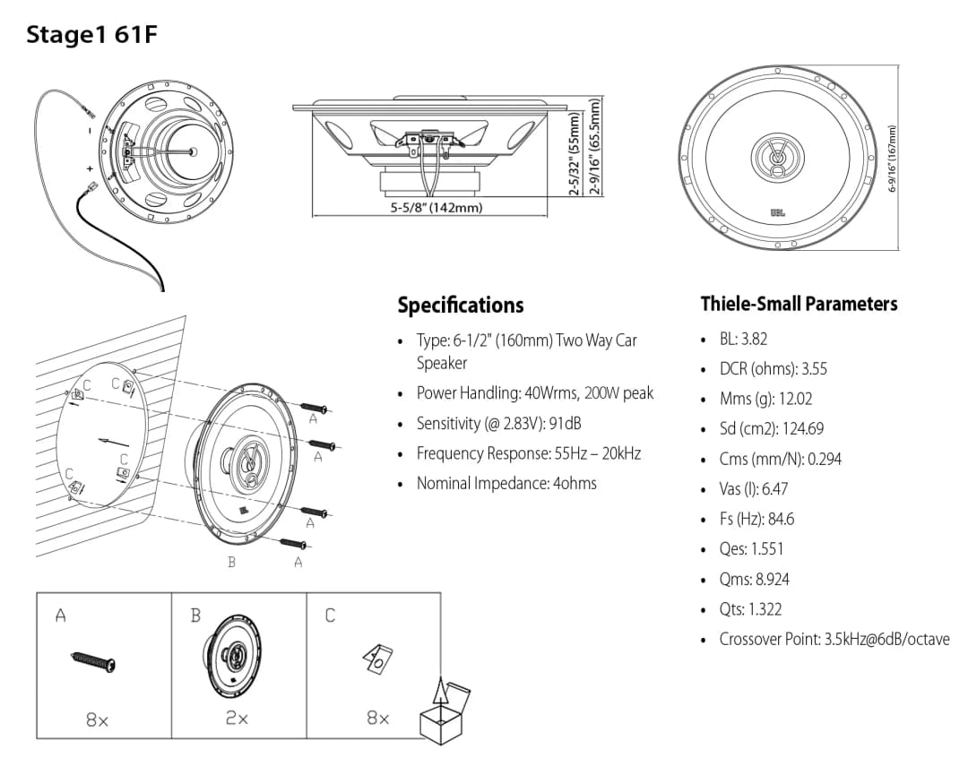 سماعة سيارة JBL مقاس 6 بوصات و6.5 بوصة، سماعة محورية 200 واط، سماعة نطاق كامل، سماعة هاي فاي، سماعة تريبل وميد رينج، سماعة صبووفر للسيارة - 3