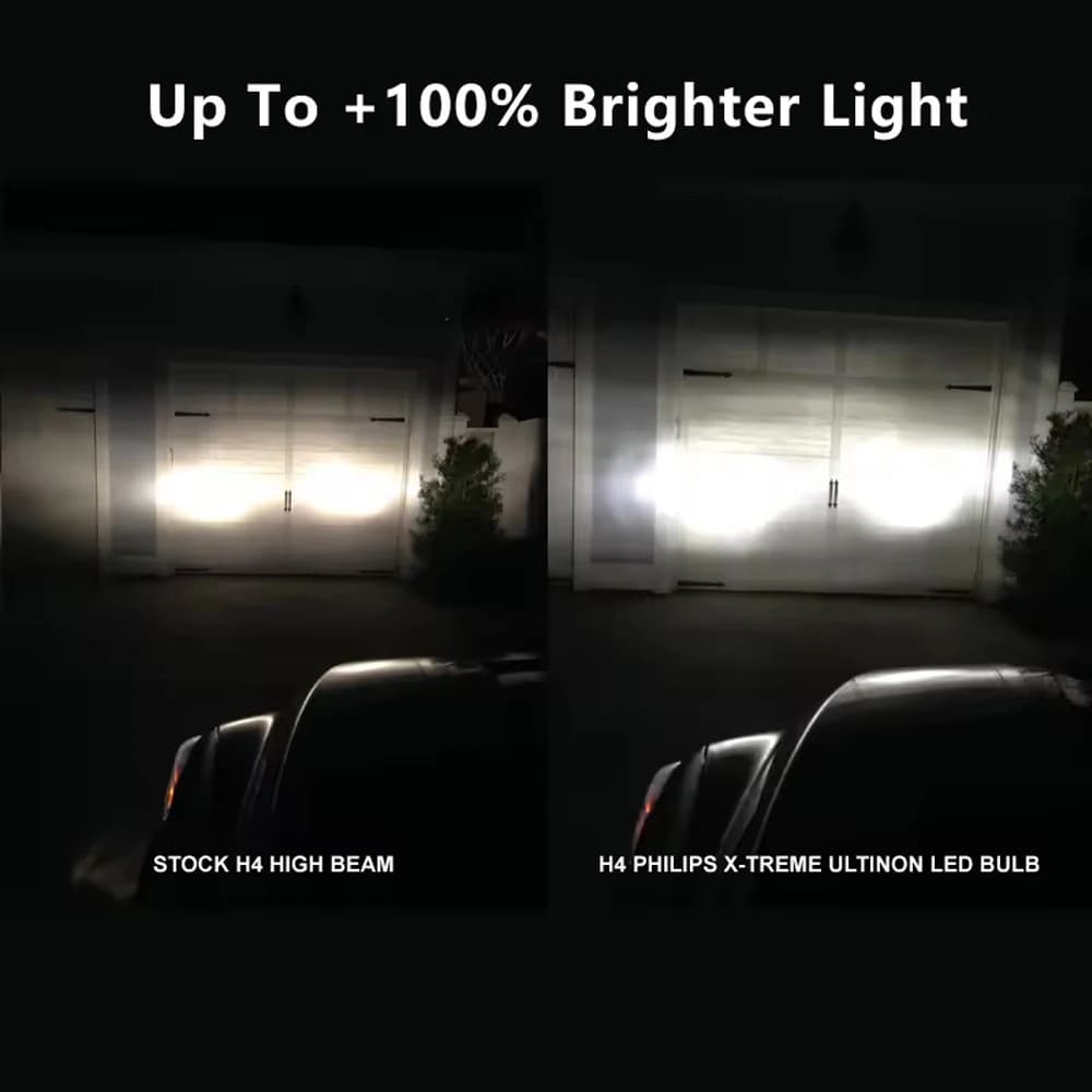 Philips LED X-treme Ultinon H4 Car Headlight 6200K Bright White Lamp Power LED Original Upgrade High Low Beam 12953BW 12902LP,2x - 5
