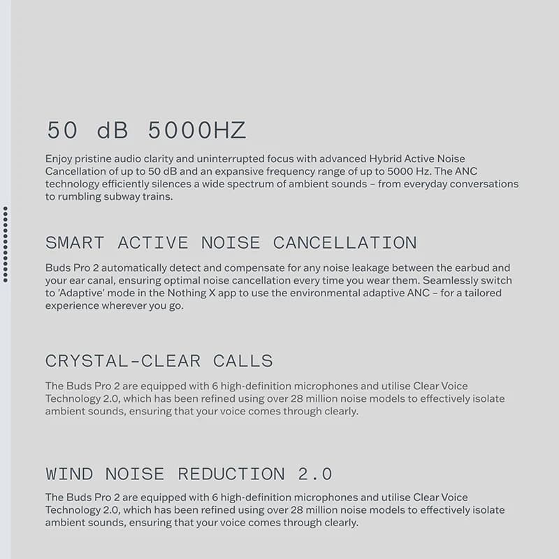 Global Version CMF By Nothing Buds Pro 2 Earphone 6 HD MICS with 50 dB Hybrid Active Noise Cancellation Bluetooth5.3 IP55 - 5
