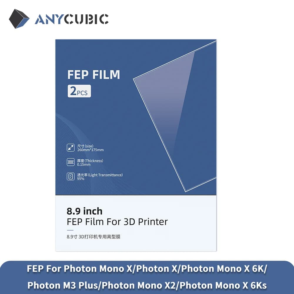 فيلم FEP من ANYCUBIC، 2 قطعة/مجموعة، لطابعات Photon Mono X، Photon X 6K، M3 Plus، راتنج ثلاثي الأبعاد