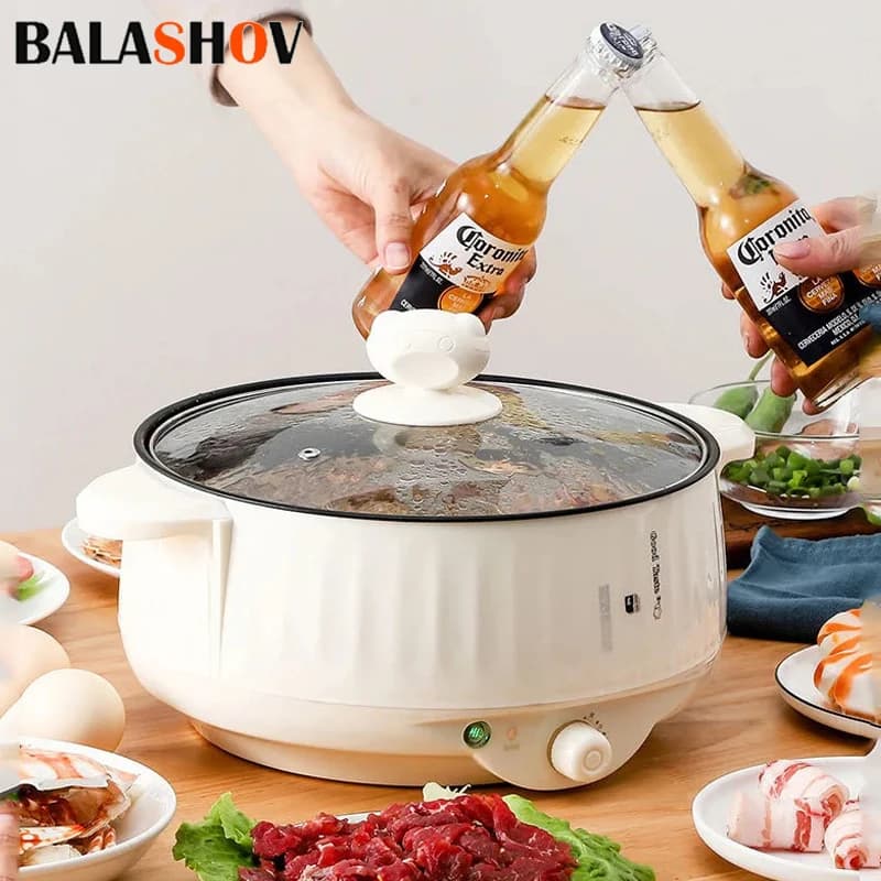 مقلاة كهربائية متعددة الوظائف لطباخ الأرز مقلاة غير لاصقة أواني طهي متعددة الحساء للمطبخ 1.7L/2.7L/3.2L