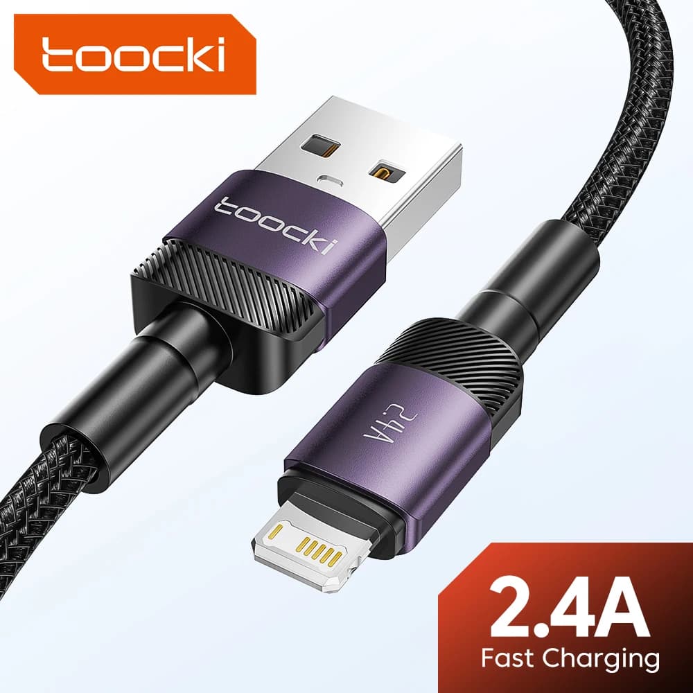 كابل يو إس بي Toocki لهواتف iPhone 14 و13 و12 Pro Max وX وXS وXR و8 و7 Plus وiPad، كابل شحن سريع من الألمنيوم لهواتف iPhone