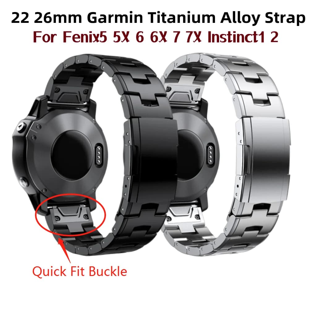 سوار ساعة Garmin من التيتانيوم 22mm و26mm مع حزام سريع التركيب لـ Fenix 7X و7 و6X Pro و5X Plus وInstinct وEpix - 2