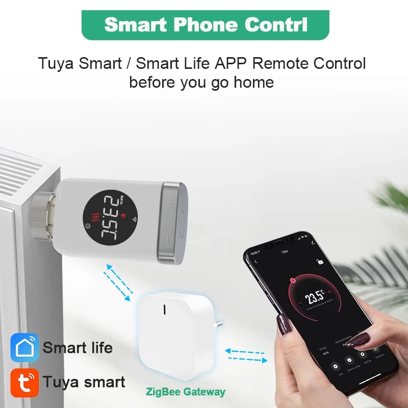 Tuya ZigBee Smart Home Thermostat Radiator Valve Actuator Smart TRV Thermostatic Valve Temperature Controller Alexa Google Home - 5