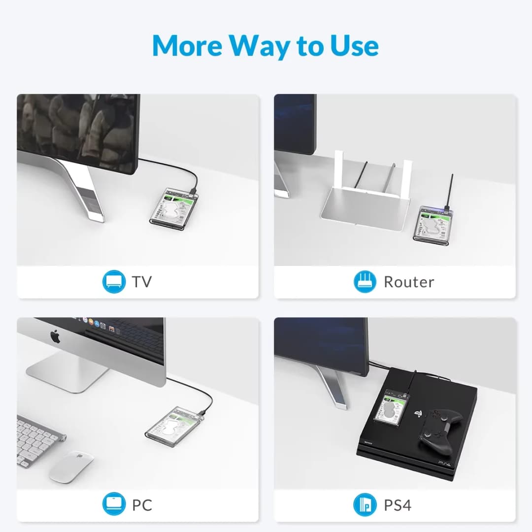 غطاء قرص صلب خارجي ORICO 2.5 بوصة، USB 3.0 إلى SATA III، بدون أدوات، غطاء قرص صلب شفاف لـ 2.5 بوصة 7 مم 9.5 مم SATA HDD SSD - 5