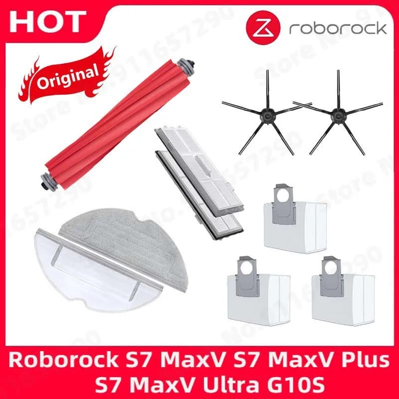إكسسوارات مكنسة روبوت أصلية من Roborock S7 MaxV S7 MaxV Plus S7 MaxV Ultra G10S Pro فرشاة جانبية رئيسية ممسحة فلتر Hepa كيس غبار