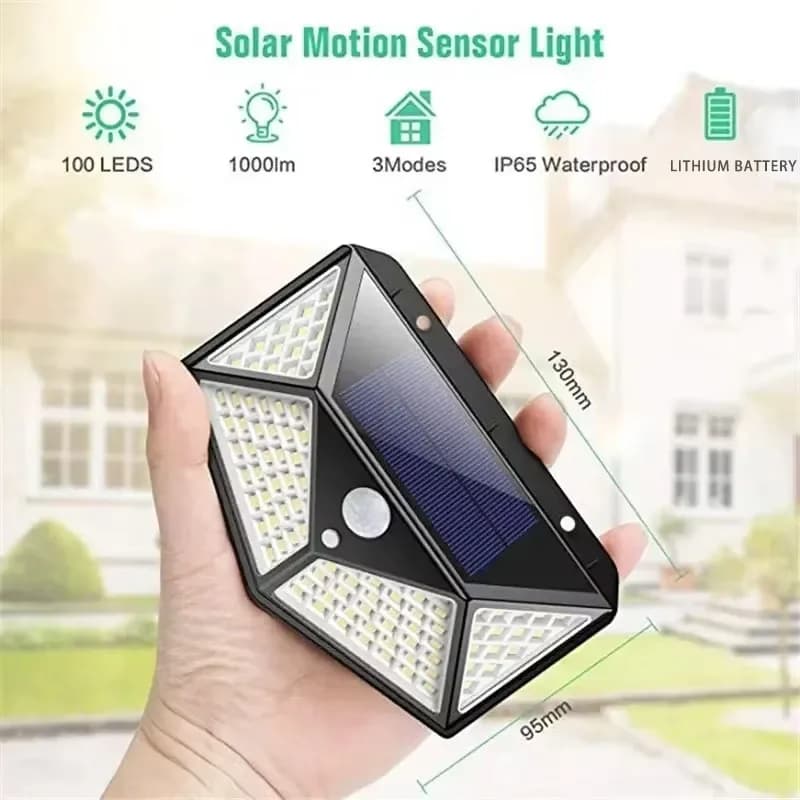 مصباح شمسي متعدد الوظائف، ديكور حديقة خارجي، إضاءة LED تعمل بالطاقة الشمسية، مقاوم للماء، كشاف مع مستشعر حركة - 3