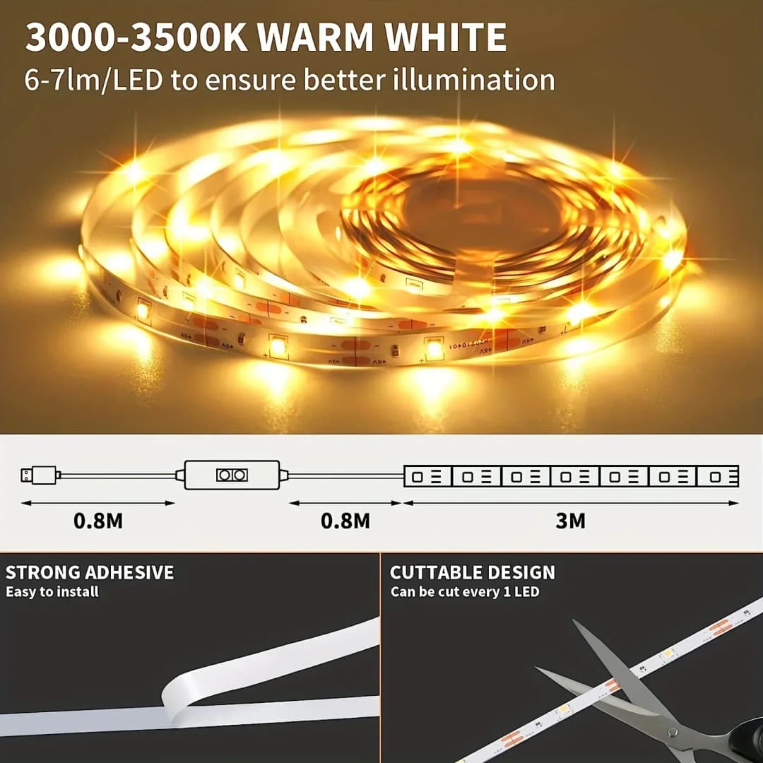 LED Light Strip Smart Dimmer Gesture Sensor Switch Control Easy to install Suitable For Living Room,Cupboard,Bedroom Lighting - 2