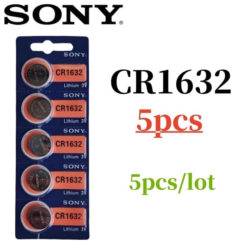 5 قطع بطاريات SONY أصلية: CR2032، CR2025، CR2016، CR1632، CR1220، CR1620، CR2450، CR2430، 371، SR920SW، 377، SR626SW، 364، SR621، 399، SR927SW - 5