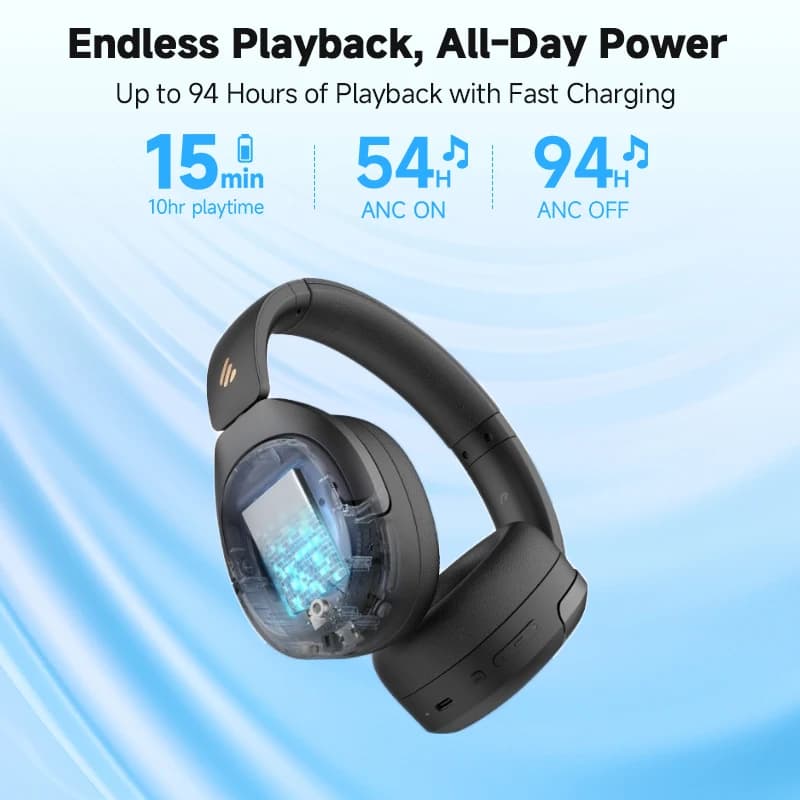 سماعات الرأس اللاسلكية Edifier W830NB بلوتوث 5.4 إلغاء الضوضاء النشط دقة عالية فوق الأذن LDAC قابلة للطي -45dB ANC 94 ساعة - 5