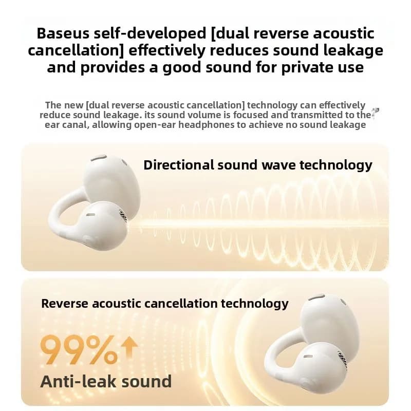 BASEUS BC1 Ear Clip Bluetooth 5 3 Headphones Open Ear Air Conduction Wireless Earbuds for Sport Running Workout with ENC Mic - 3