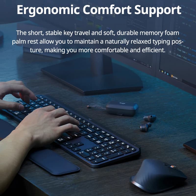 مجموعة Logitech MX Keys S مع ماوس MX Master 3S، لوحة مفاتيح مضاءة لاسلكية، بلوتوث متعدد الأجهزة، مجموعة مكتبية مريحة - 5