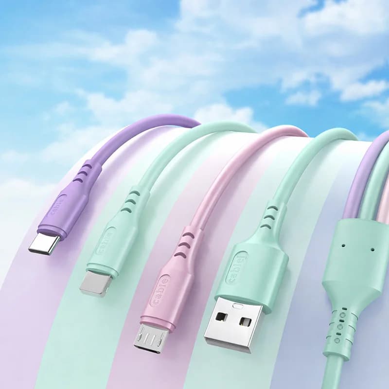 كابل USB 3 في 1 للشحن السريع 6 أمبير ومزامنة البيانات لهواتف آيفون وشاومي وهواوي وفيفو، كابل Type-C ومايكرو، كابل شحن عالي السرعة - 2