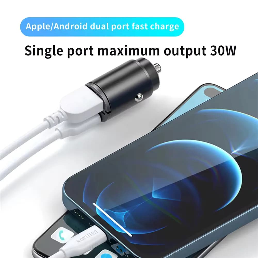 شاحن سيارة 100/200 واط QC3.0 PD شحن سريع يو اس بي نوع سي - متوافق مع شاومي وسامسونج وهواوي وايفون - 3