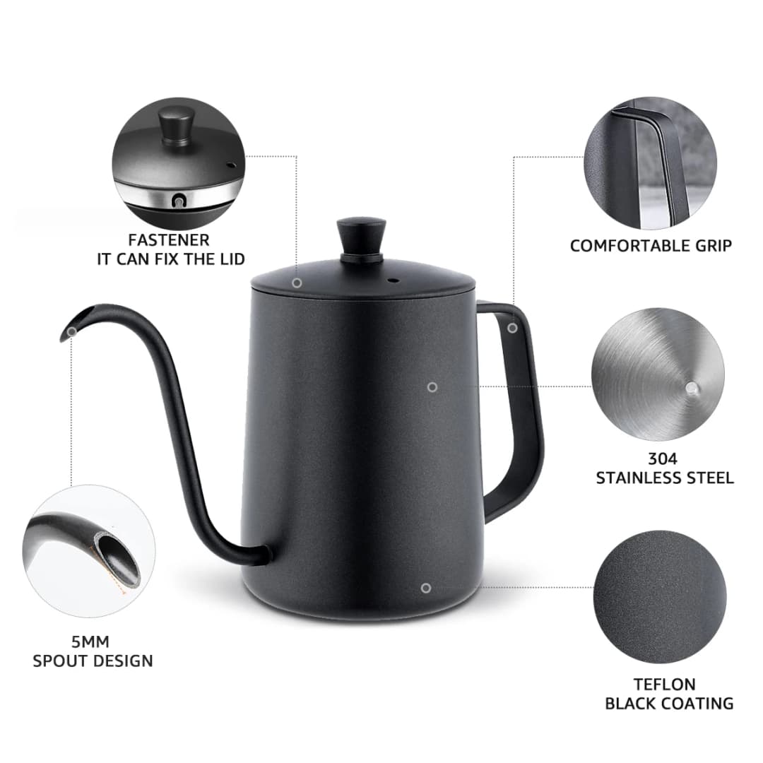 350/600ML Pour Over Coffee Kettle Gooseneck Kettle Spout Coffee Pots tainless Steel Gooseneck Drip Kettle Swan Neck Thin Mouth - 3