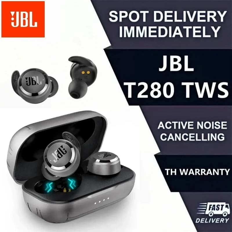 سماعات أذن بلوتوث JBL T280 لاسلكية TWS مع ميكروفون مزدوج لمكالمات واضحة مناسبة للألعاب والجري والتمرين - 2