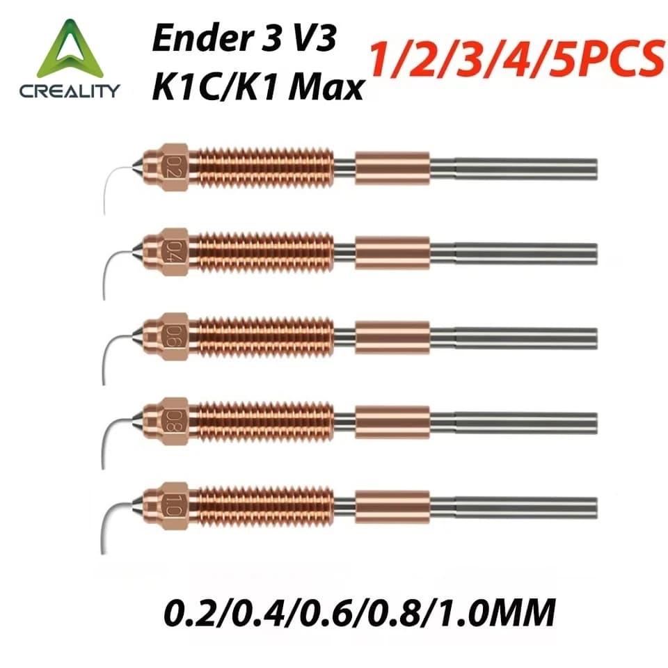 مجموعة فوهات فولاذ مقسى من Creality لطابعات K1C/SE/Max وEnder 3 V3/KE/Plus/K2 SE ثلاثية الأبعاد - فوهات ترقية أصلية