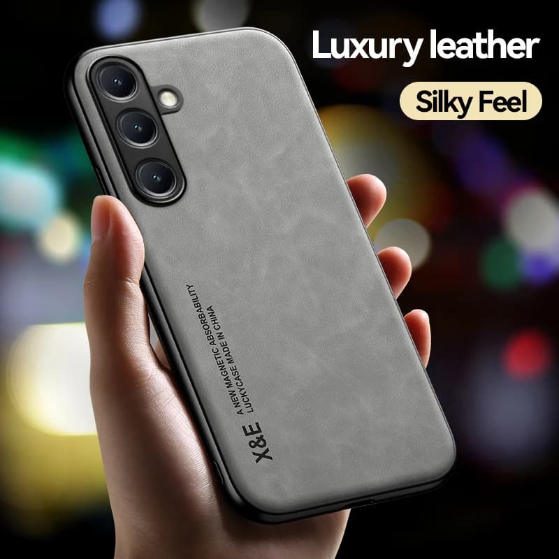 غطاء هاتف فاخر من الجلد رقيق للغاية لجهاز Samsung Galaxy S26 S25 S24 S23 S22 S21 Ultra Plus غطاء ناعم ملمس حريري لحامل السيارة - 3
