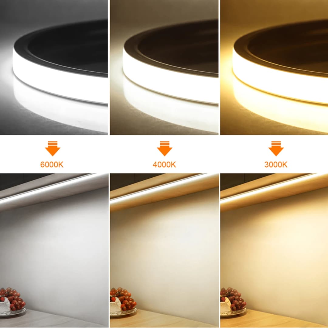 مستشعر حركة PIR ذكي، شريط إضاءة نيون LED COB فائق السطوع، تشغيل/إيقاف تلقائي، 320 LED لكل متر، مقاوم للماء، مناسب للمطبخ، الدرج، وديكور الخزانة - 3