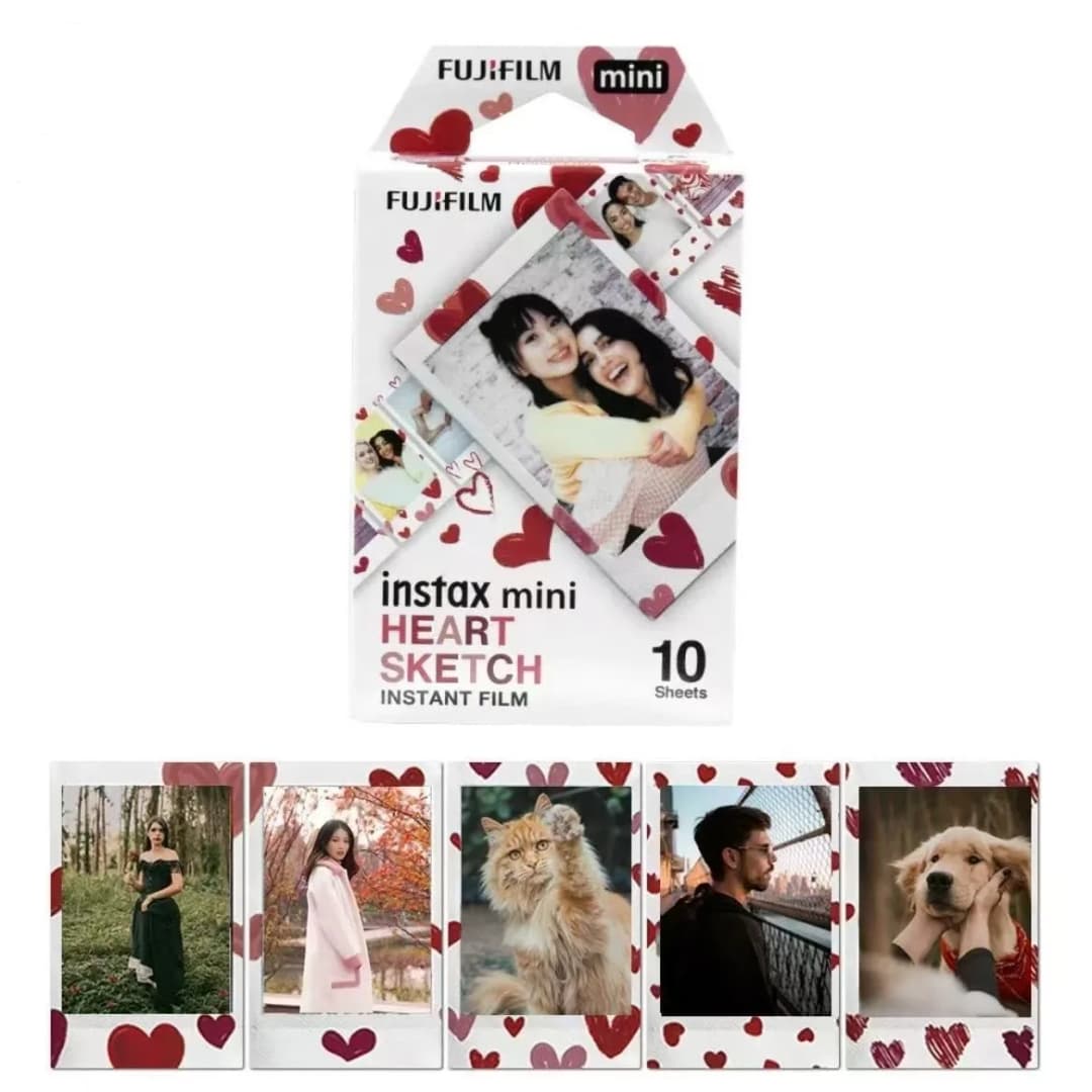 3-Inch Fujifilm Instax Heart Mini 12 11 9 8  Film Sketch Fuji Instant Photo Paper For 70 7s 50s 90 99 25 Share SP-1 Camera - 3