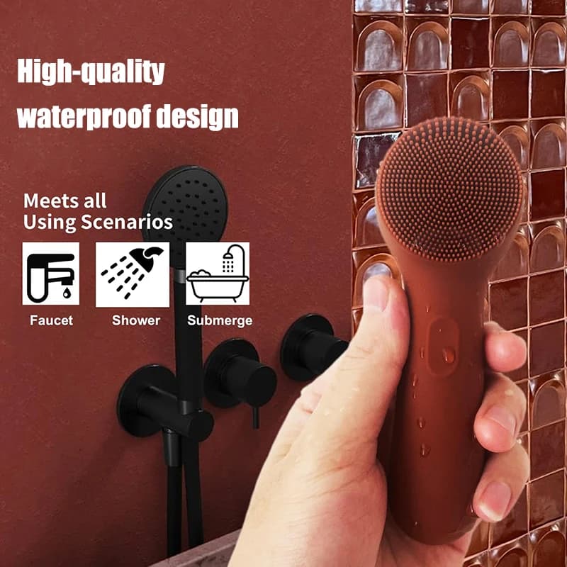 Facial and Nasal Blackhead Cleaner, Silicone Facial Cleansing Brush, Facial Vibration Massage, USB Charging Facial Brush - 3