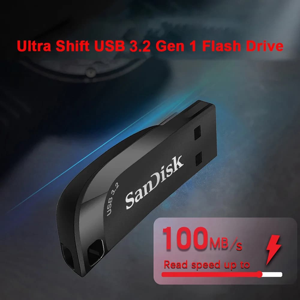 SanDisk USB3.2 Flash Drive بسعة 32 جيجابايت و64 جيجابايت و128 جيجابايت و256 جيجابايت، فلاش درايف بسرعة تصل إلى 100 ميجابايت/ثانية، عصا ذاكرة، فلاش ديسك Z410
