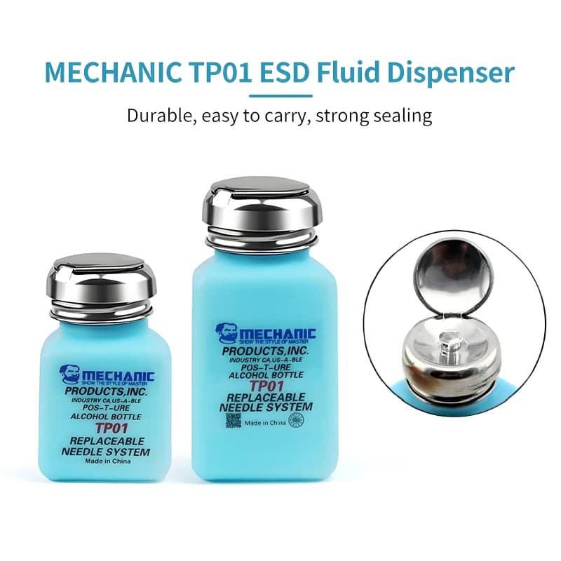 MECHANIC TZ01 TP01 زجاجة كحول مضادة للكهرباء الساكنة لتنظيف اللوحة الأم موزع حلول فولاذ مقاوم للصدأ صناعي - 5