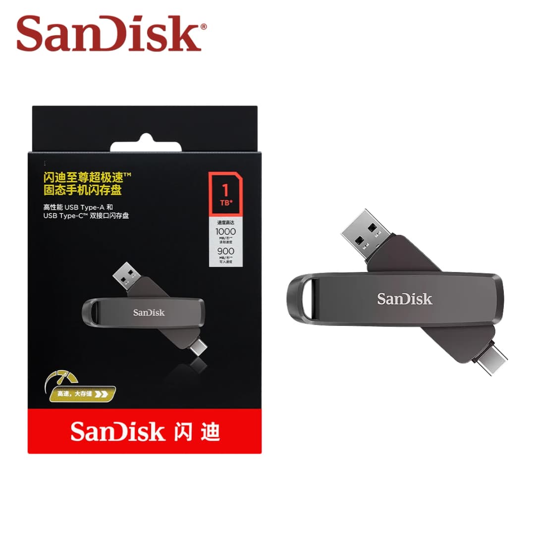 محرك أقراص فلاش SanDisk Extreme PRO Dual USB 3.2 Type-C أقراص صلبة USB سعات 256 جيجابايت 512 جيجابايت 1 تيرابايت 2 تيرابايت OTG Stick Pendrive لهاتف iPhone 15 و16 - 3