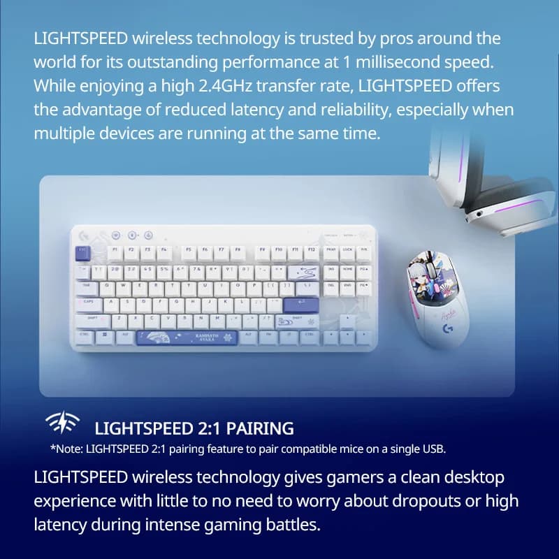 لوحة مفاتيح لاسلكية Logitech G517 LightSpeed TKL، هيكل Gasket، إضاءة محيطة RGB، تدعم G HUB - 6