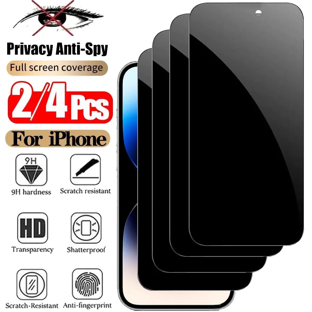 واقي شاشة خصوصية لـ iPhone 17 Pro Max زجاج مضاد للتجسس لـ iPhone 16 15 14 13 12 11 Pro Max فيلم خصوصية iPhone 17 Pro