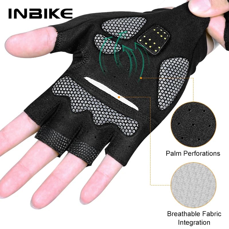 INBIKE قفازات ركوب الدراجات نصف إصبع MTB قفازات دراجة صيفية للرجال ركوب SBR راحة مبطنة قفازات دراجة جبلية إكسسوارات - 6