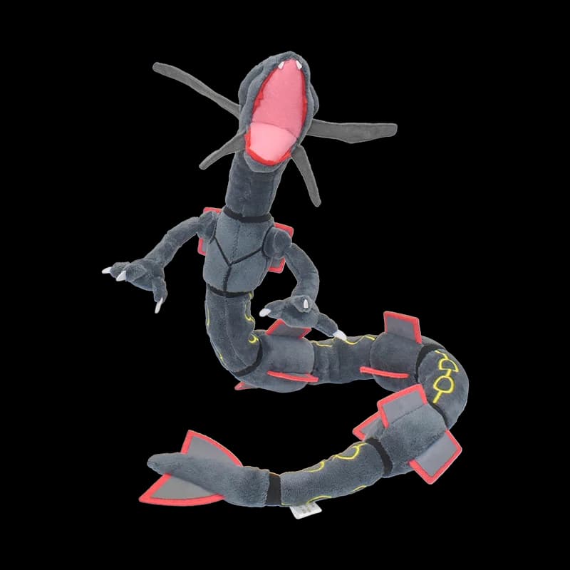 ألعاب حيوانات محشوة من القطيفة اللامعة من Rayquaza للهدايا القابلة للجمع، بلوشيز ناعم، شخصية كرتونية لطيفة باللون الأسود مقاس 12 بوصة