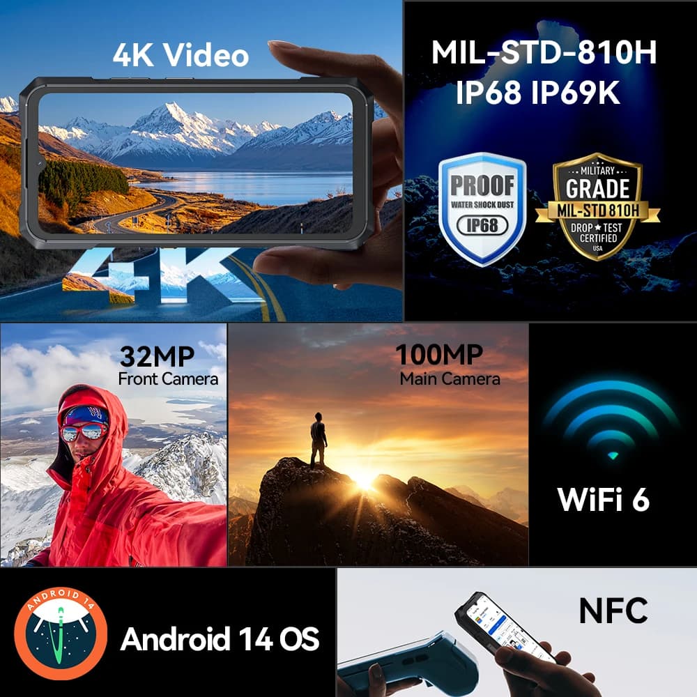 CUBOT KINGKONG X, Rugged Smartphone 5G, 32GB RAM(16GB+16GB), 256/512GB ROM, 10200mAh, 6.583-Inch 120Hz Screen, NFC,WiFi 6, 100MP - 6