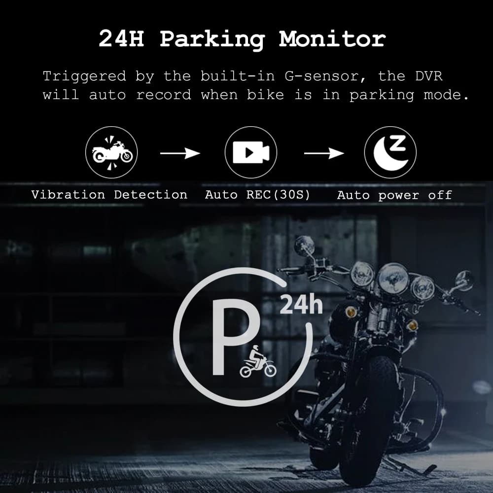 VSYS Carplay Android Auto Motorcycle Dash Cam 5.0'' Touchscreen with Dual 1080P Waterproof Cameras TPMS Parking Mode WiFi App - 5