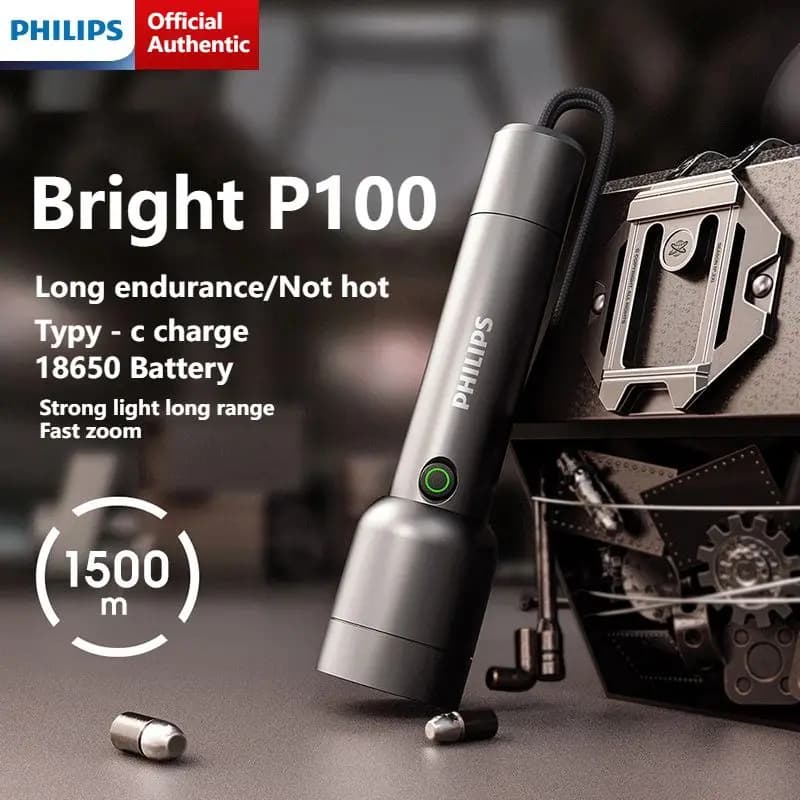 Philips كشاف LED عالي الطاقة SFL1236 مع 4 أوضاع إضاءة محمول وقابل لإعادة الشحن لمصابيح التخييم في الهواء الطلق