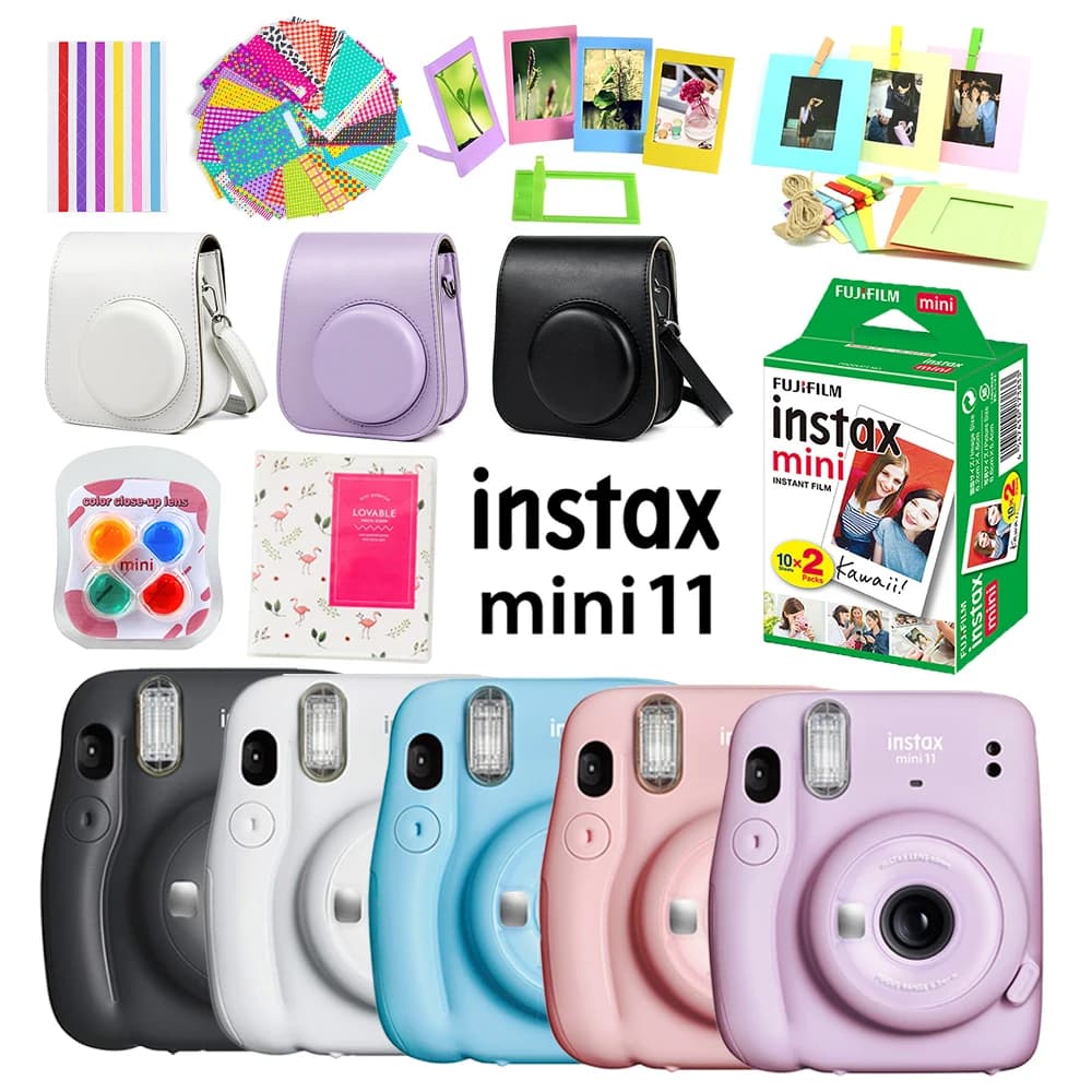 Original Fujifilm Instax Mini 11 Mini 12 SE Instant Camera Single Machine 20 Sheets Mini Film Paper Camera Strap Bag Accessories - 5