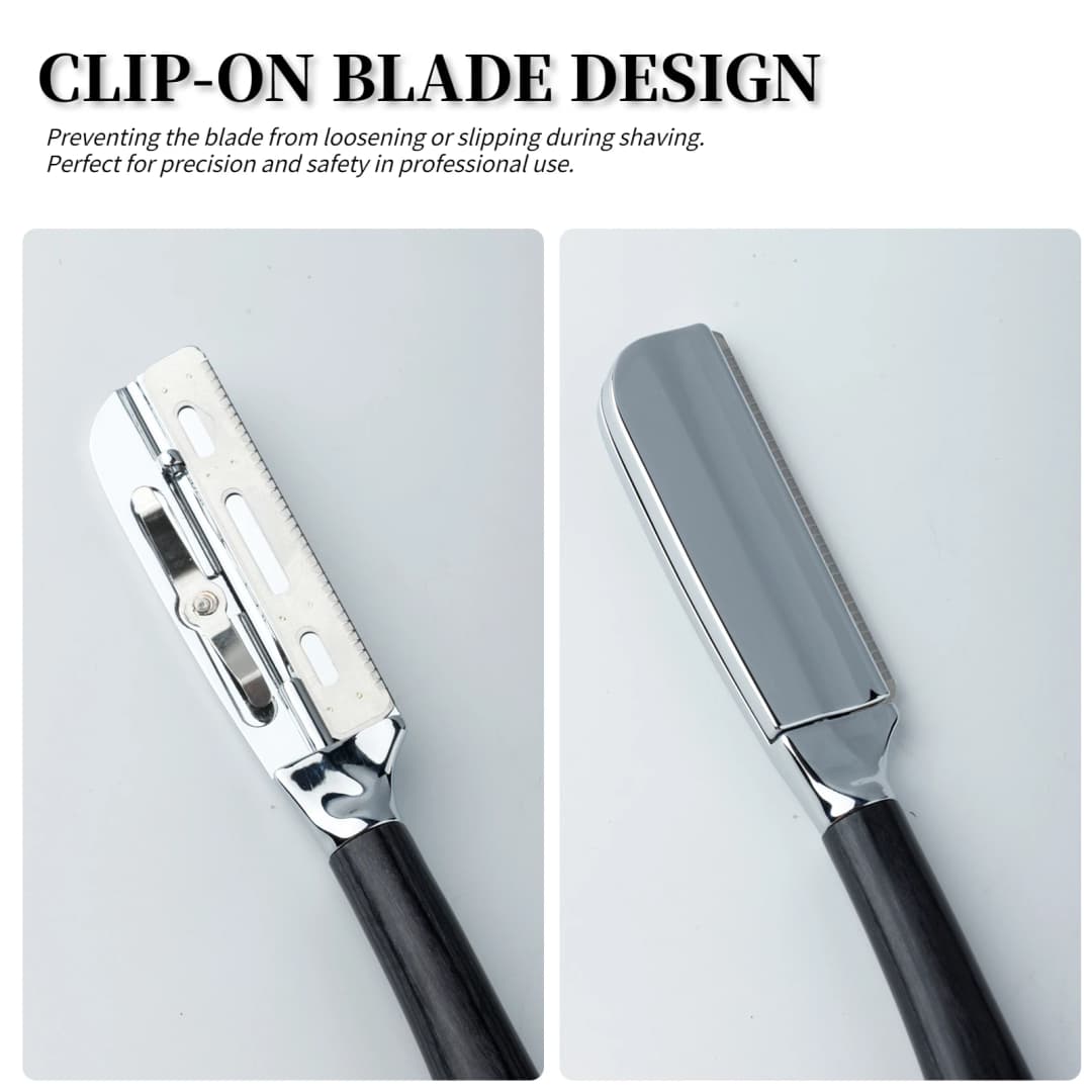 New Professional Baber Beard Straight Edge Shaving Razor Men Hair Removal Tools, Wooden Handle, Anti-Slip Grip for Home Shaving - 5