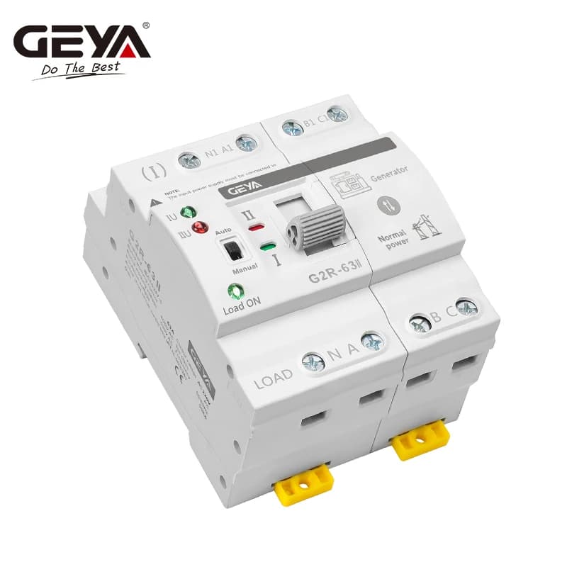 مفتاح تحويل تلقائي GEYA G2R على قضيب التثبيت ATS مفتاح اختيار كهربائي مزدوج الطاقة طاقة غير منقطعة 25A 40A 63A 110V 220 - 5