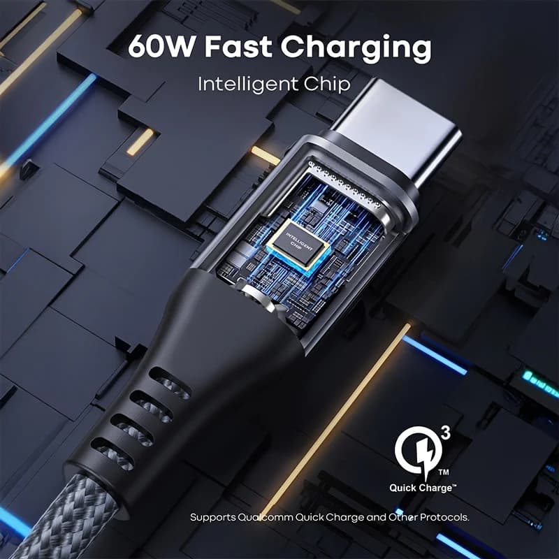 كابل ASUS PD 60W من USB C إلى USB Type C للشحن السريع ونقل البيانات لهواتف iPhone 15 و16Pro وHuawei وSamsung وXiaomi - 2
