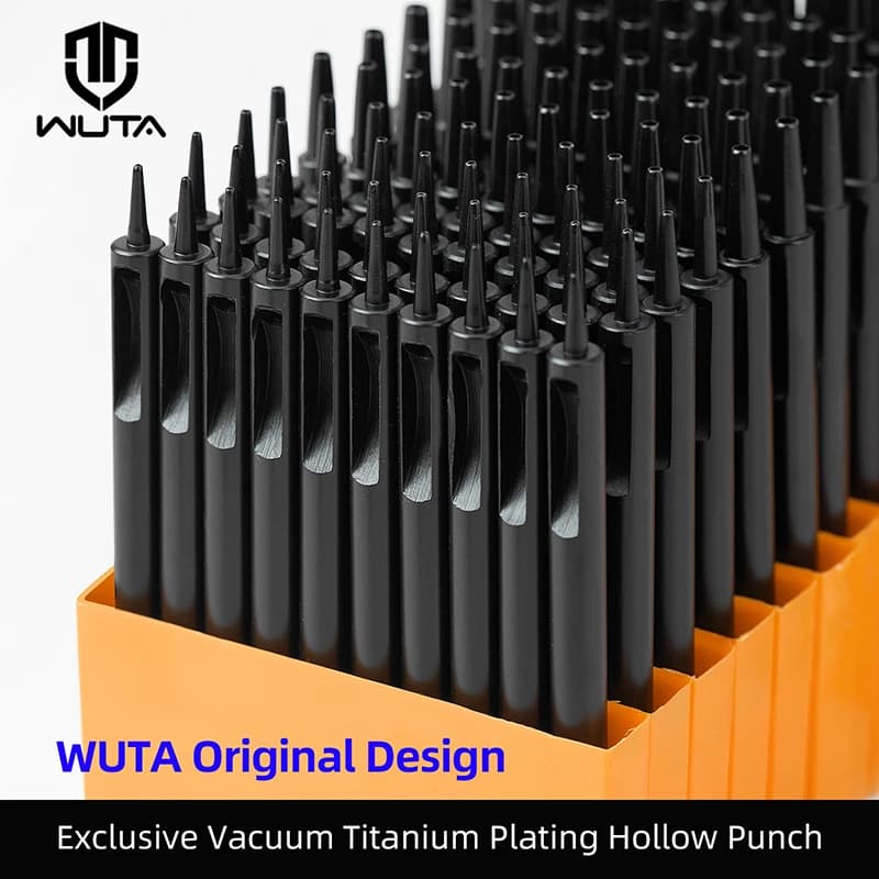 WUTA 1-10 pcs مجموعة أدوات ثقب الجلد المستديرة من WUTA من 1 إلى 10 قطع من التيتانيوم المطلي، أدوات ثقب مجوفة من الجلد، أدوات حرفية جلدية DIY