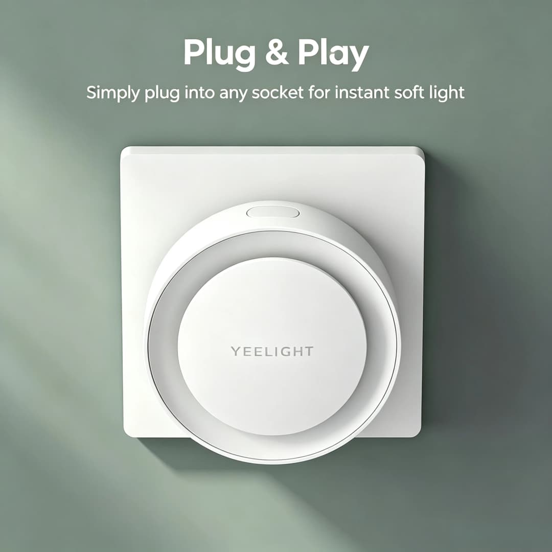 إضاءة ليلية ذكية Yeelight قابلة للتوصيل، تعريف ذكي، توفير الطاقة، مستشعر إضاءة منخفض الطاقة، قابس EU - 6