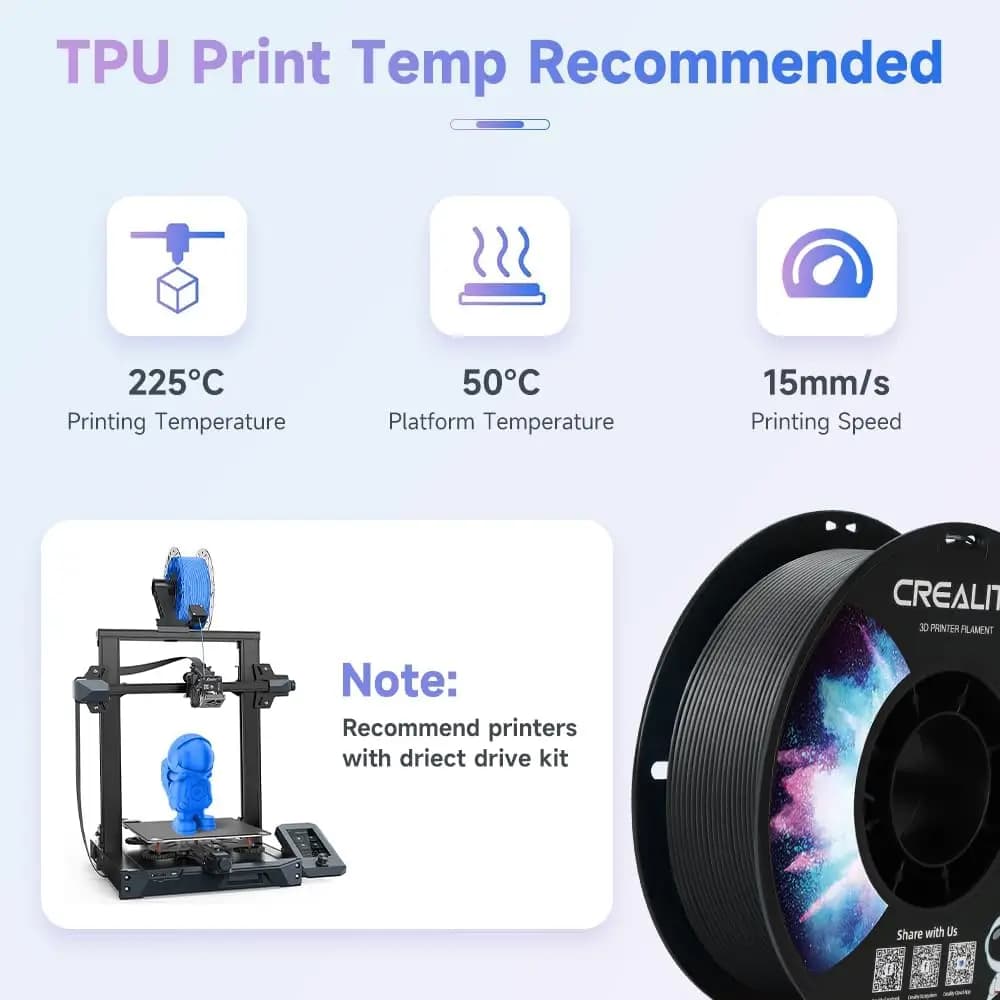 Creality TPU Filament Black Flexible 3D Printer Filament 1kg 1.75mm for Airless Basketball Soft TPU 95A Shore Hardness - 4